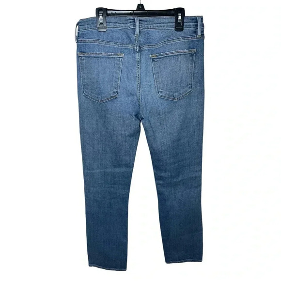 Frame Denim Le High Straight Distressed Jeans Straight Leg Medium Light Wash - Picture 2 of 15